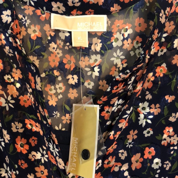 NWT! Michael Kors Bell Sleeve Floral Blouse - Picture 2 of 6